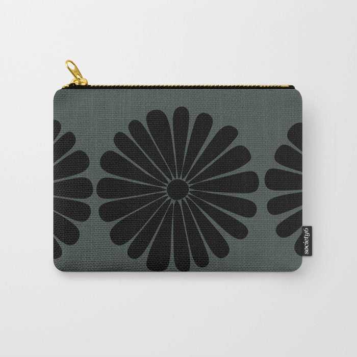 Retro Daisy Abstract IX Earthy Green Bold Floral Carry All Pouch Gallery Image 1