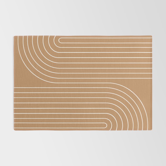 Minimal Line Curvature LXXXI Peach Orange Mid Century Modern Arch Abstract Rug Gallery Image 2