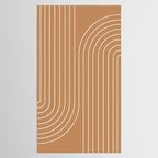 Minimal Line Curvature LXXXI Peach Orange Mid Century Modern Arch Abstract Tablecloth Gallery Image 2