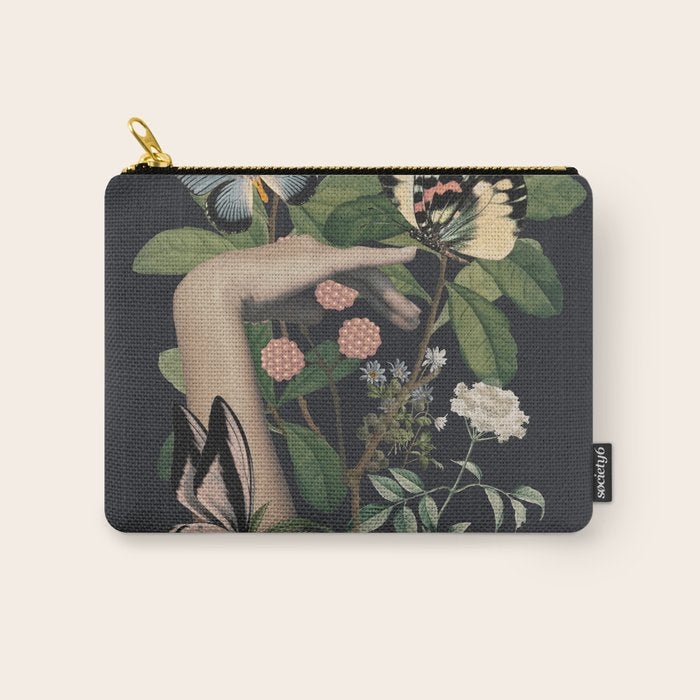 Minimal Collage/ Hand, Plants and Butterflies 5 Carry All Pouch Gallery Image 1
