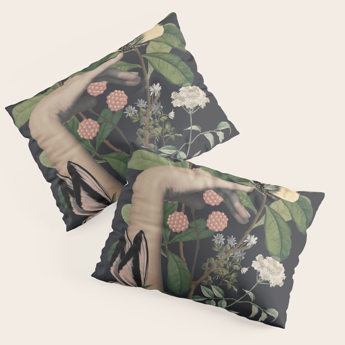 Minimal Collage/ Hand, Plants and Butterflies 5 Pillow Sham Gallery Image 3