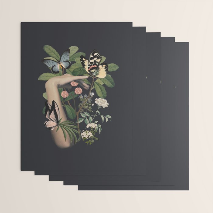 Minimal Collage/ Hand, Plants and Butterflies 5 Wrapping Paper Gallery Image 3