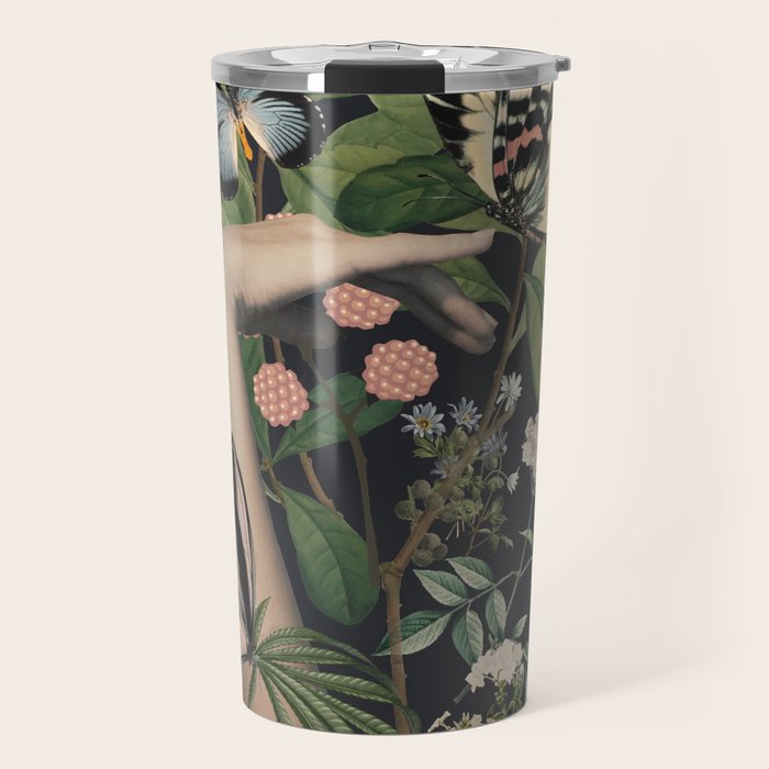 Minimal Collage/ Hand, Plants and Butterflies 5 Travel Mug Gallery Image 1
