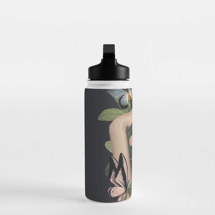 Minimal Collage/ Hand, Plants and Butterflies 5 Water Bottle Gallery Image 3