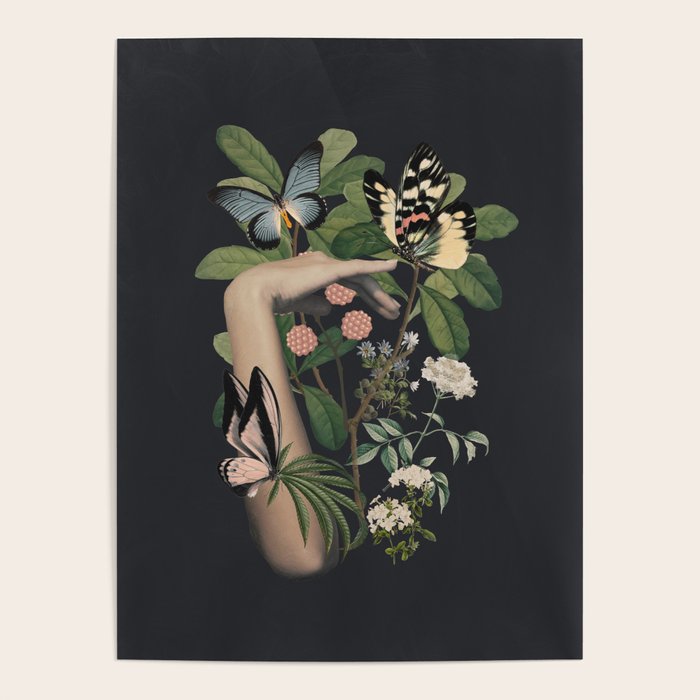 Minimal Collage/ Hand, Plants and Butterflies 5 Poster Gallery Image 4