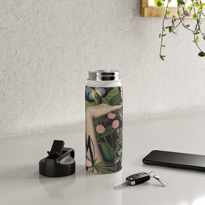 Minimal Collage/ Hand, Plants and Butterflies 5 Water Bottle Gallery Image 4