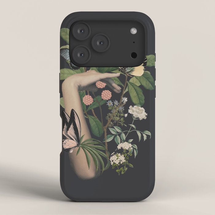 Minimal Collage/ Hand, Plants and Butterflies 5 iPhone Case Gallery Image 3