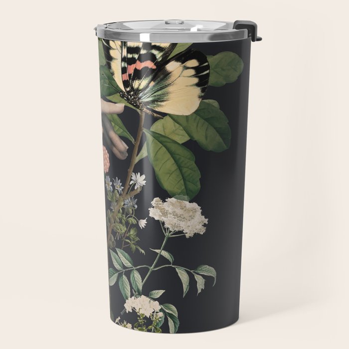 Minimal Collage/ Hand, Plants and Butterflies 5 Travel Mug Gallery Image 2