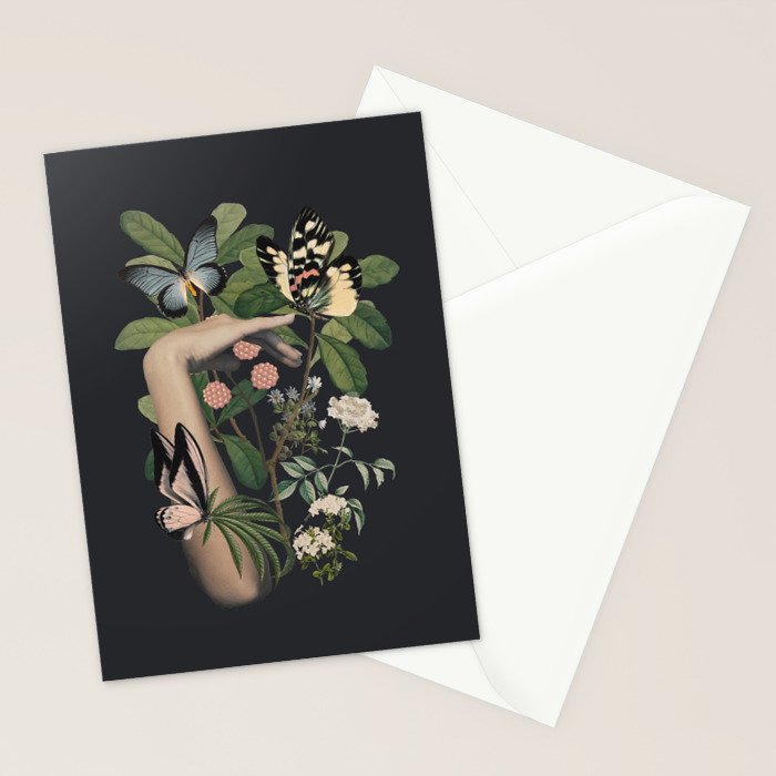 Minimal Collage/ Hand, Plants and Butterflies 5 Stationery Card Gallery Image 2