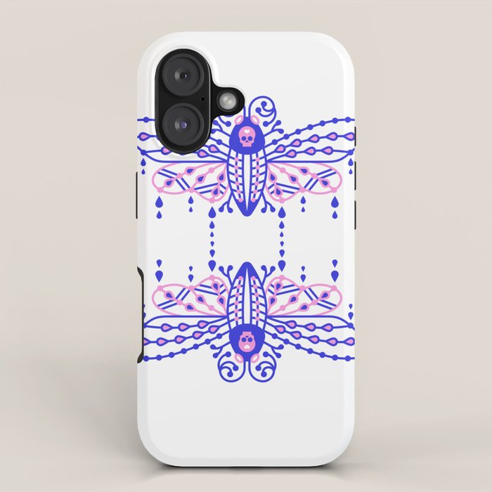 Death's Head Hawkmoth - Indigo & Pink Palette iPhone Case Gallery Image 1