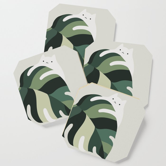 Cat and Plant 12B Coaster Gallery Image 1