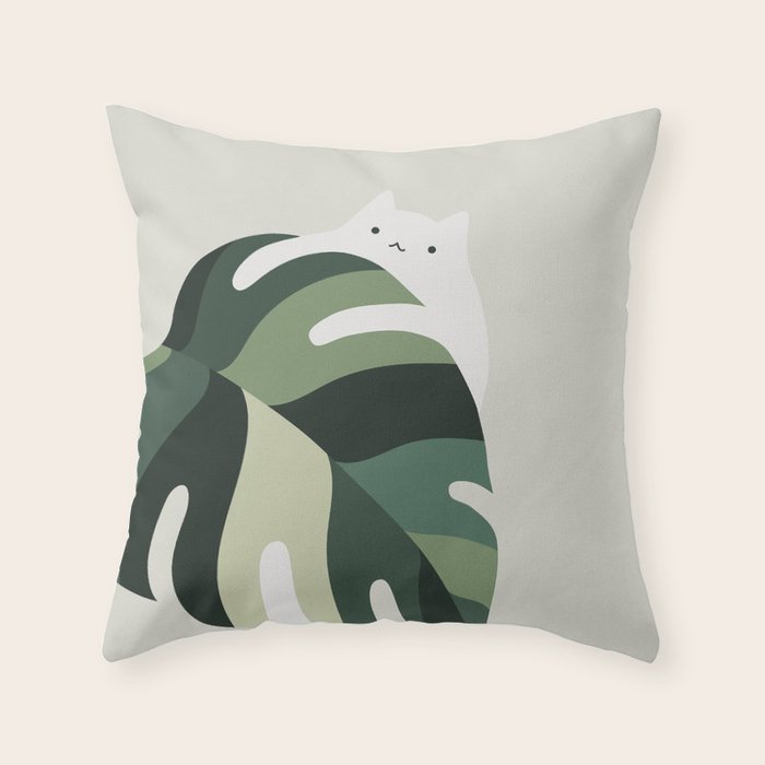 Cat and Plant 12B Throw Pillow Gallery Image 6
