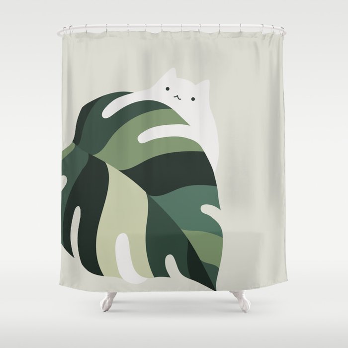 Cat and Plant 12B Shower Curtain Gallery Image 1