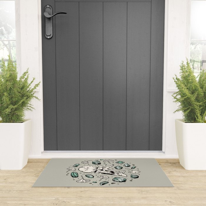 Triceratops Rocks! | Aquamarine | Dinosaur Skull Fossil Art Welcome Mat Gallery Image 3