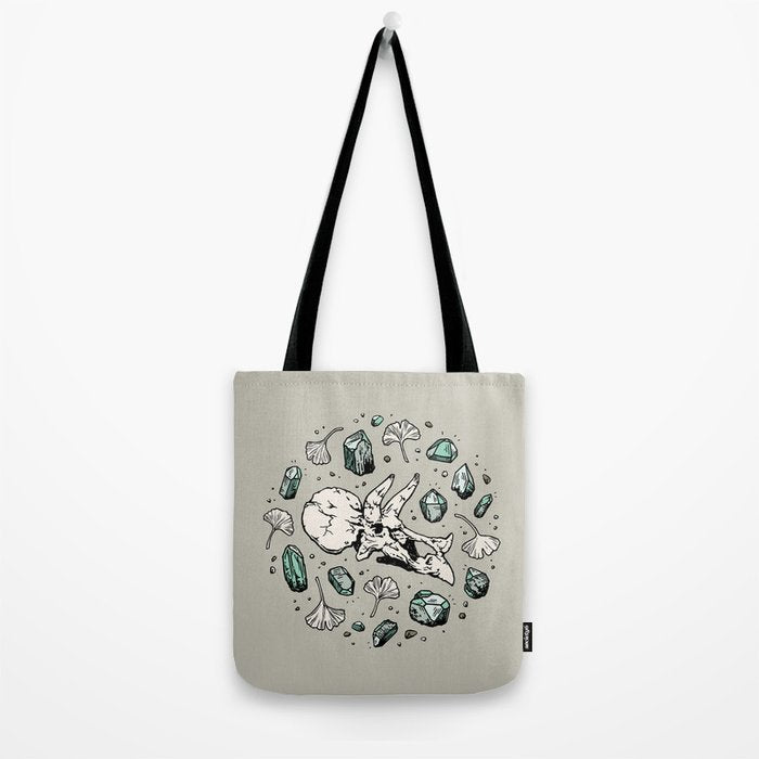 Triceratops Rocks! | Aquamarine | Dinosaur Skull Fossil Art Tote Bag Gallery Image 2