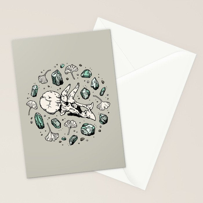 Triceratops Rocks! | Aquamarine | Dinosaur Skull Fossil Art Stationery Card Gallery Image 2