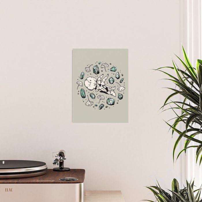 Triceratops Rocks! | Aquamarine | Dinosaur Skull Fossil Art Poster Gallery Image 2