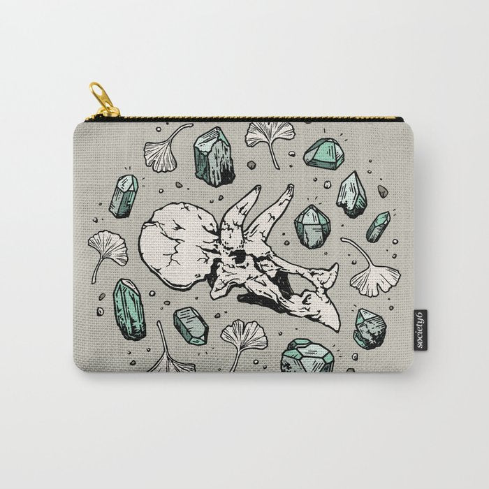 Triceratops Rocks! | Aquamarine | Dinosaur Skull Fossil Art Carry All Pouch Gallery Image 1