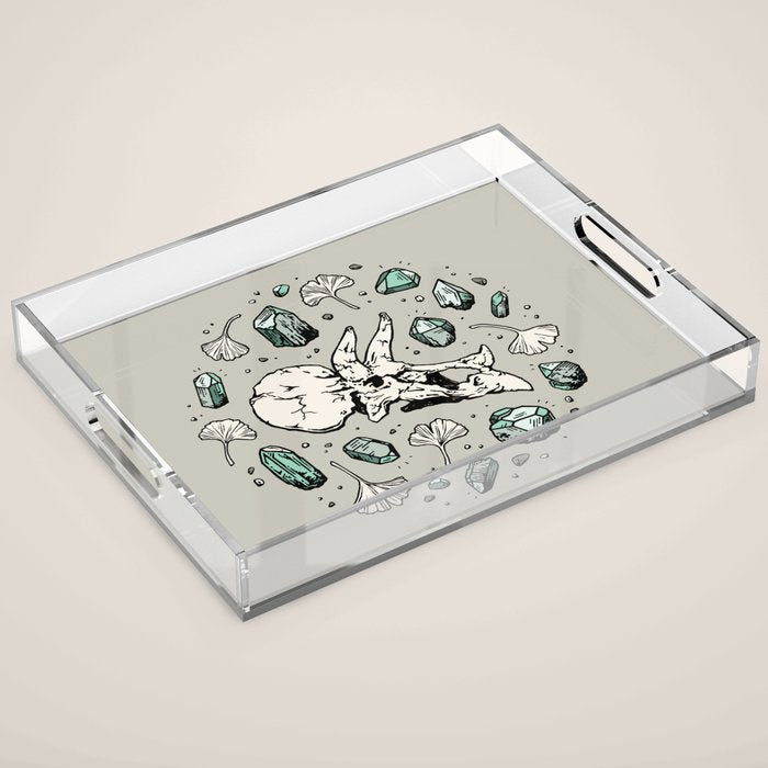 Triceratops Rocks! | Aquamarine | Dinosaur Skull Fossil Art Acrylic Tray Gallery Image 1