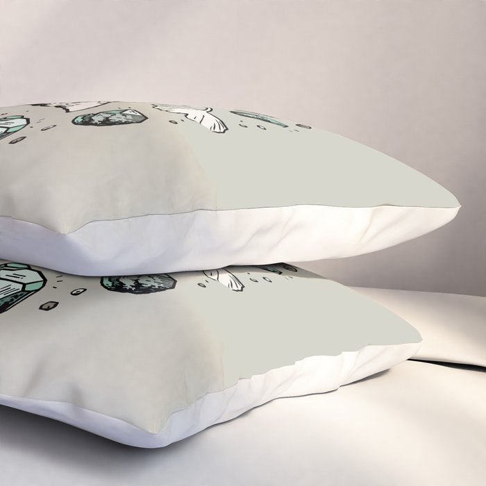 Triceratops Rocks! | Aquamarine | Dinosaur Skull Fossil Art Pillow Sham Gallery Image 3