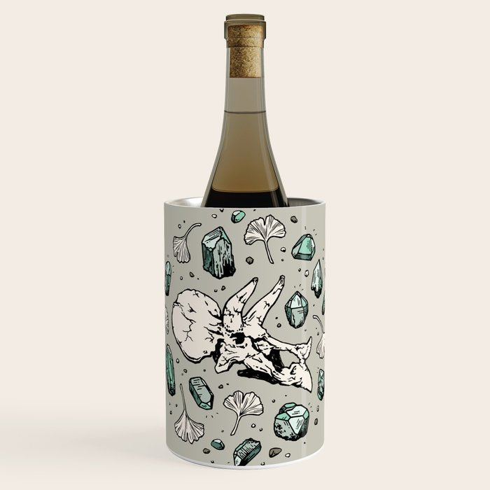 Triceratops Rocks! | Aquamarine | Dinosaur Skull Fossil Art Wine Chiller Gallery Image 1