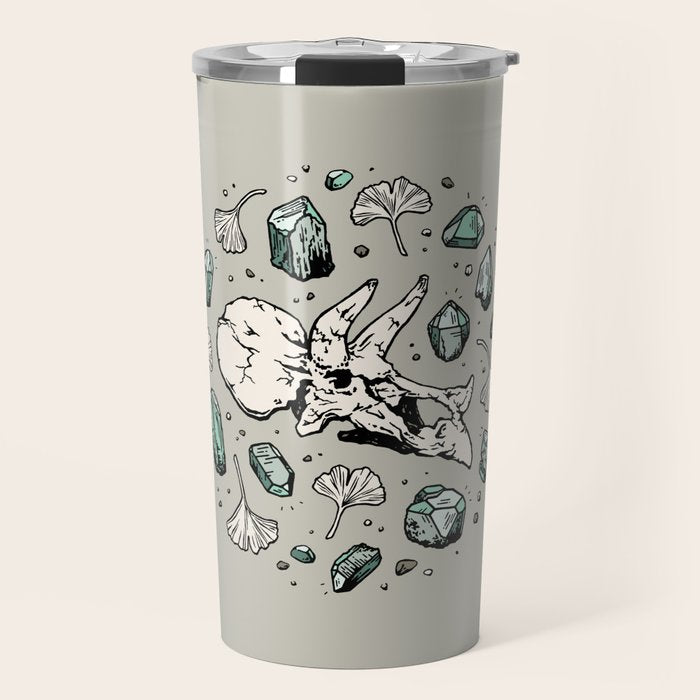 Triceratops Rocks! | Aquamarine | Dinosaur Skull Fossil Art Travel Mug Gallery Image 1