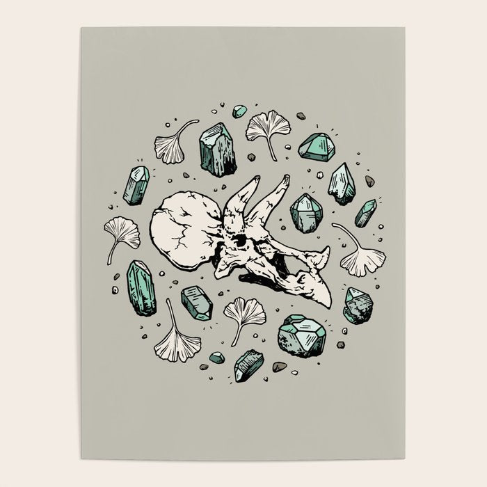 Triceratops Rocks! | Aquamarine | Dinosaur Skull Fossil Art Poster Gallery Image 4