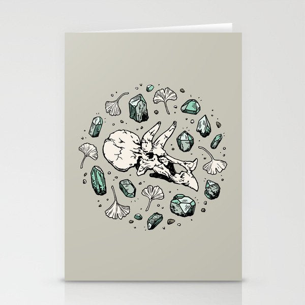 Triceratops Rocks! | Aquamarine | Dinosaur Skull Fossil Art Stationery Card Gallery Image 2