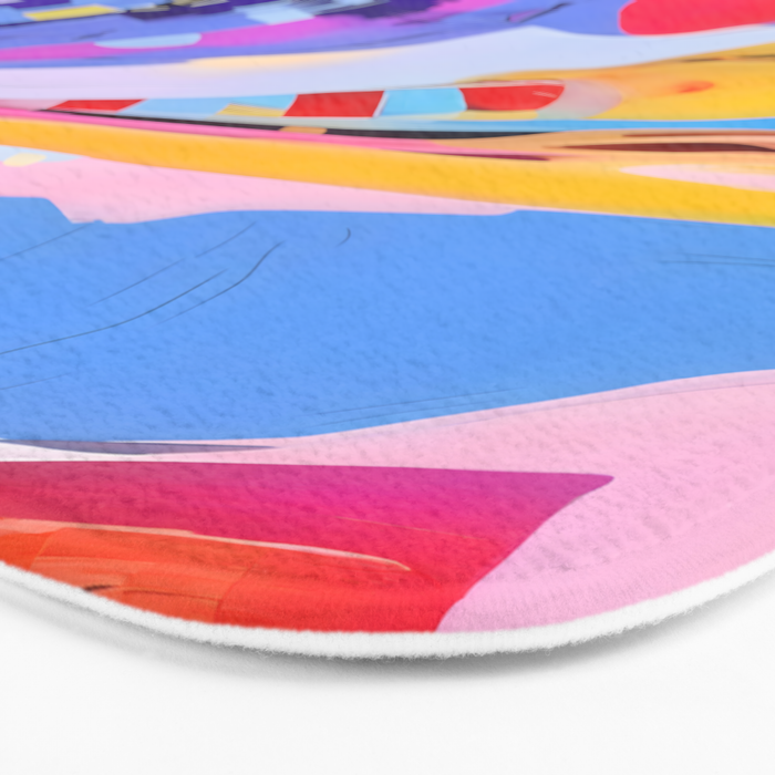 Feelings Gone Wild_ Abstract Maximalist Colorful Shapes_ Pop of Color Purple Blue Yellow Painting Bath Mat Gallery Image 3