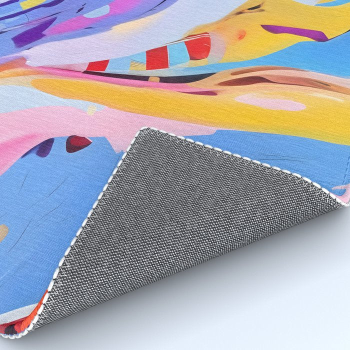 Feelings Gone Wild_ Abstract Maximalist Colorful Shapes_ Pop of Color Purple Blue Yellow Painting Rug Gallery Image 4