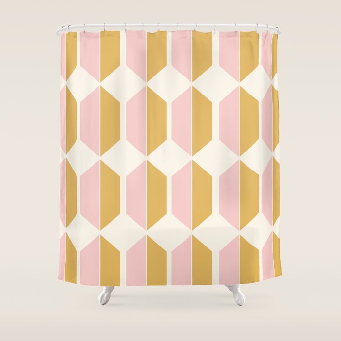 Zola Pattern Shapes - Sunrise Pink and Orange Shower Curtain Gallery Image 1