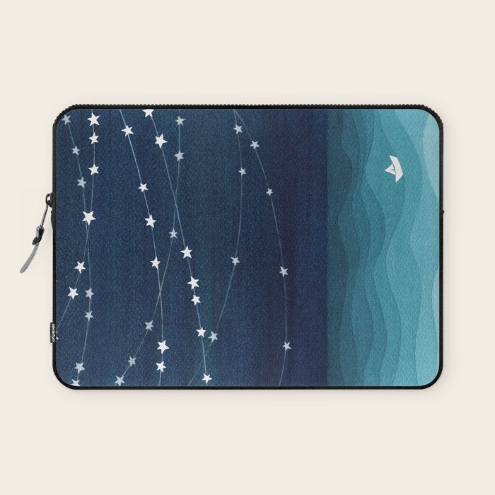 Garlands of stars, watercolor teal ocean Laptop Sleeve Gallery Image 1