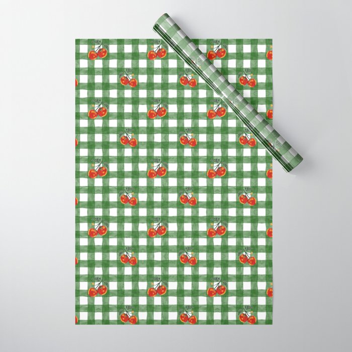 Tomato Gingham Wrapping Paper Gallery Image 1