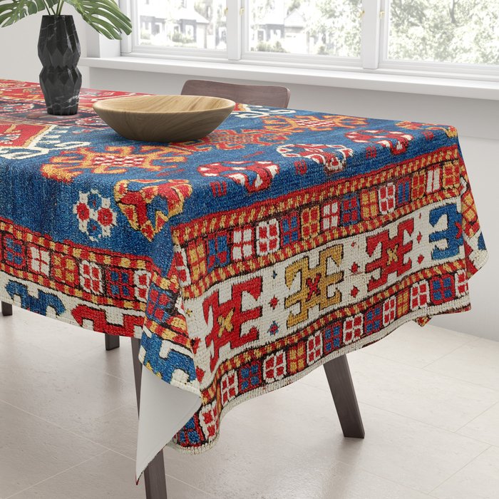 Kazak Southwest Caucasus Carpet Fragment Print Tablecloth Gallery Image 3