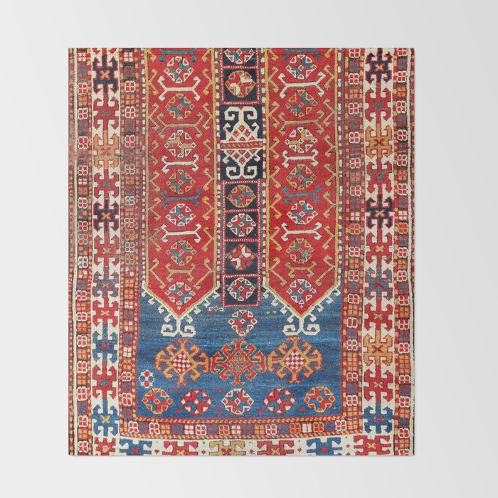 Kazak Southwest Caucasus Carpet Fragment Print Throw Blanket Gallery Image 2