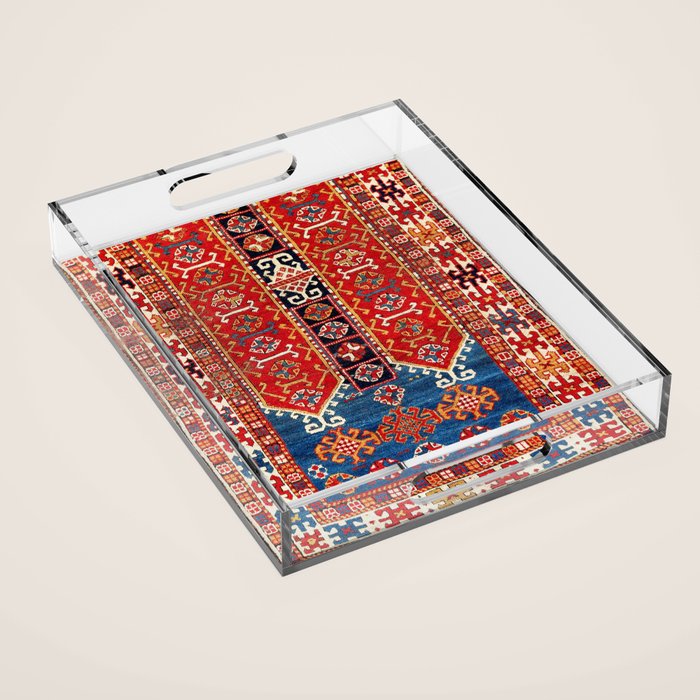 Kazak Southwest Caucasus Carpet Fragment Print Acrylic Tray Gallery Image 1