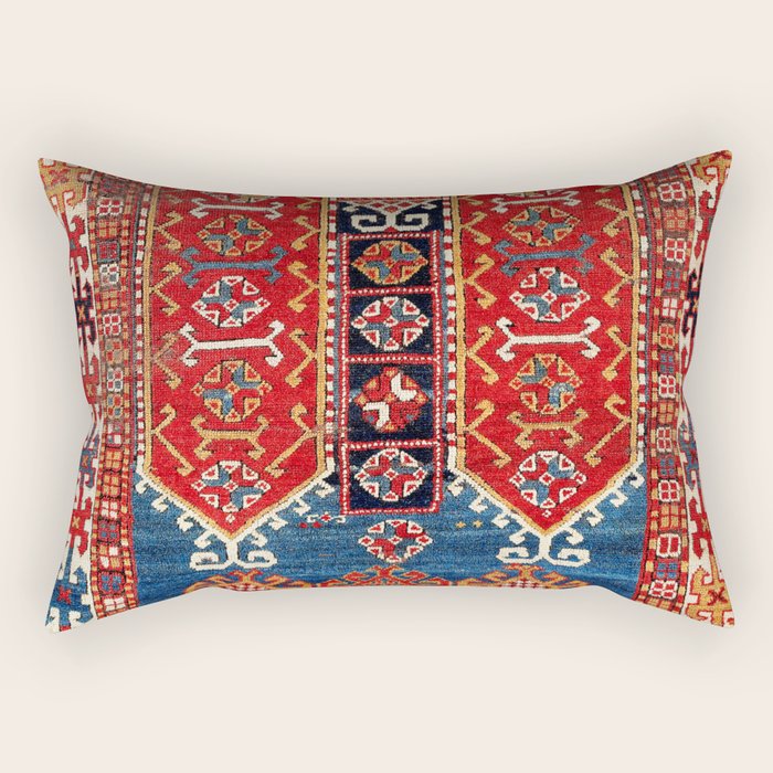 Kazak Southwest Caucasus Carpet Fragment Print Rectangular Pillow Gallery Image 1