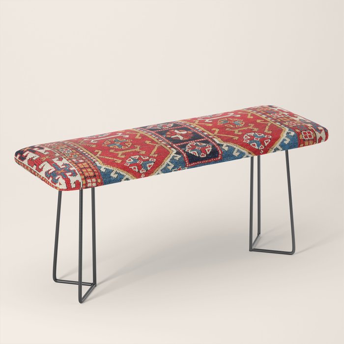 Kazak Southwest Caucasus Carpet Fragment Print Bench Gallery Image 1