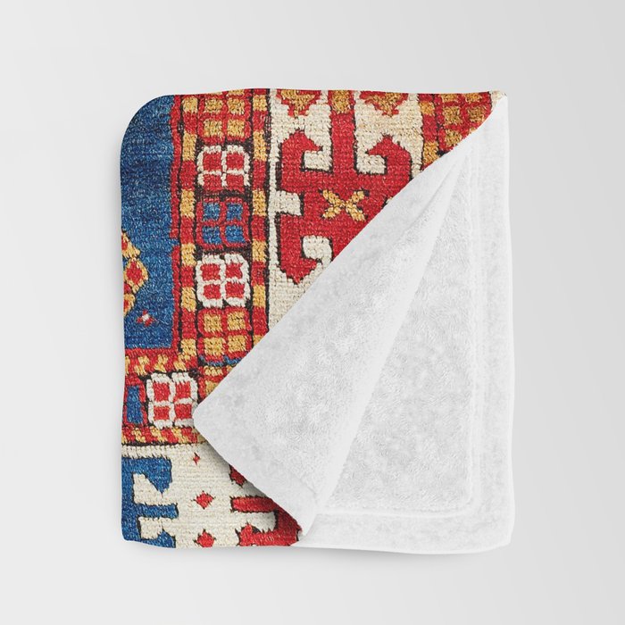Kazak Southwest Caucasus Carpet Fragment Print Throw Blanket Gallery Image 3