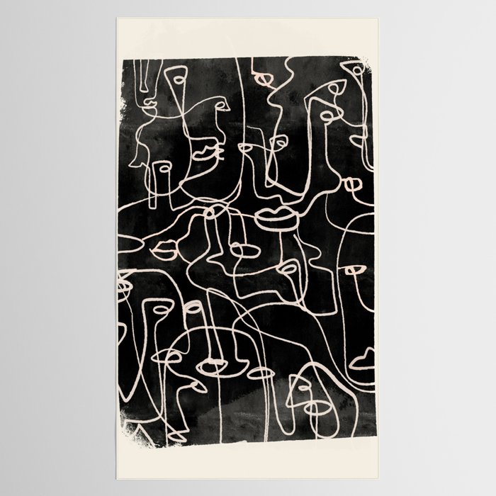 abstract line art faces 4 Tablecloth Gallery Image 2