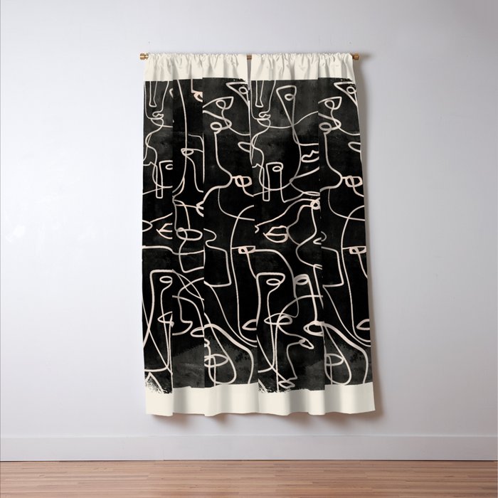 abstract line art faces 4 Window Curtain Gallery Image 3