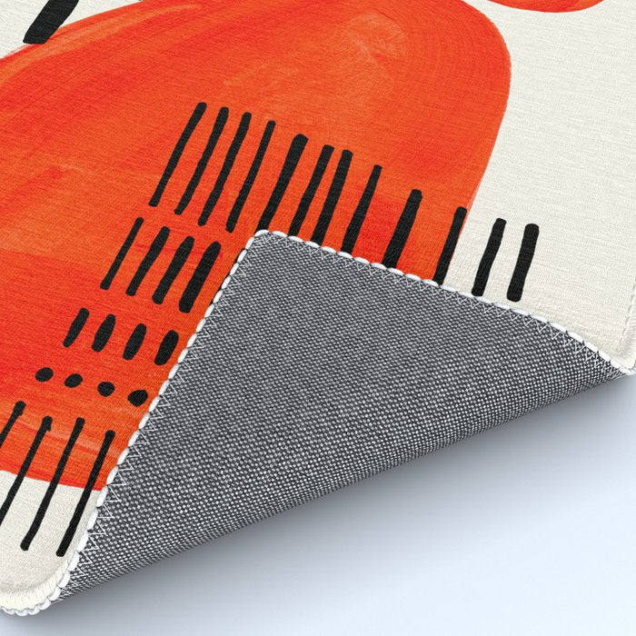 Fun Abstract Minimalist Mid Century Modern Yellow Ochre Orange Organic Shapes & Patterns Rug Gallery Image 4