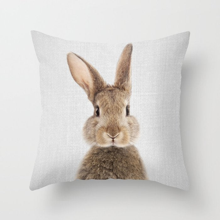Rabbit - Colorful Throw Pillow Gallery Image 6