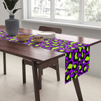 Neon Purple Green Leopard Pattern Table Runner Gallery Image 2