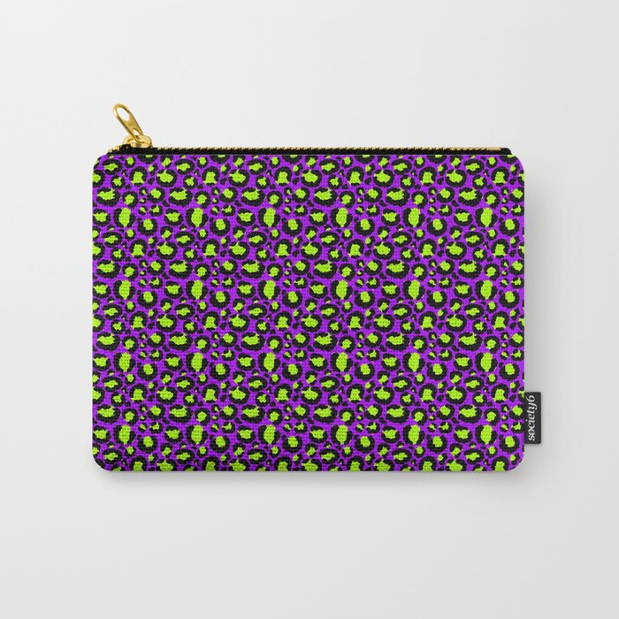 Neon Purple Green Leopard Pattern Carry All Pouch Gallery Image 1