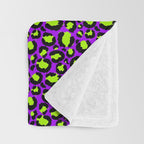 Neon Purple Green Leopard Pattern Throw Blanket Gallery Image 3