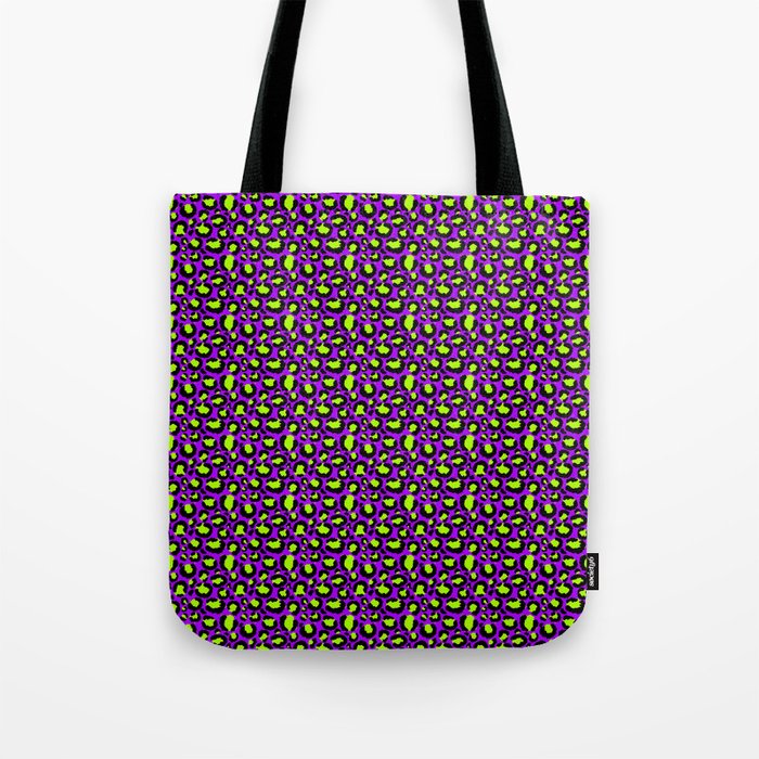 Neon Purple Green Leopard Pattern Tote Bag Gallery Image 1