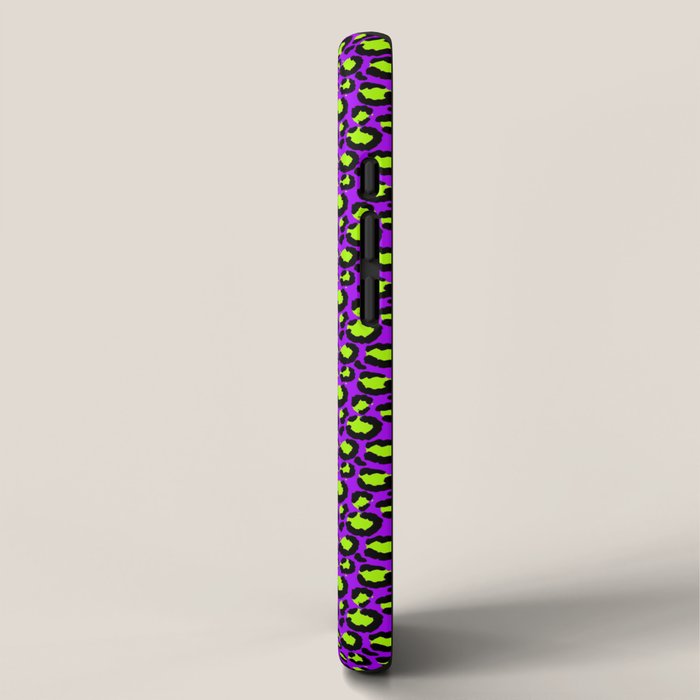 Neon Purple Green Leopard Pattern iPhone Case Gallery Image 2