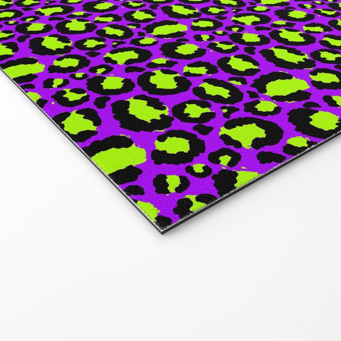 Neon Purple Green Leopard Pattern Welcome Mat Gallery Image 2