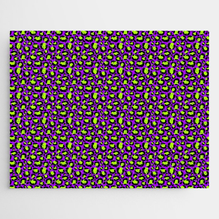 Neon Purple Green Leopard Pattern Jigsaw Puzzle Gallery Image 1